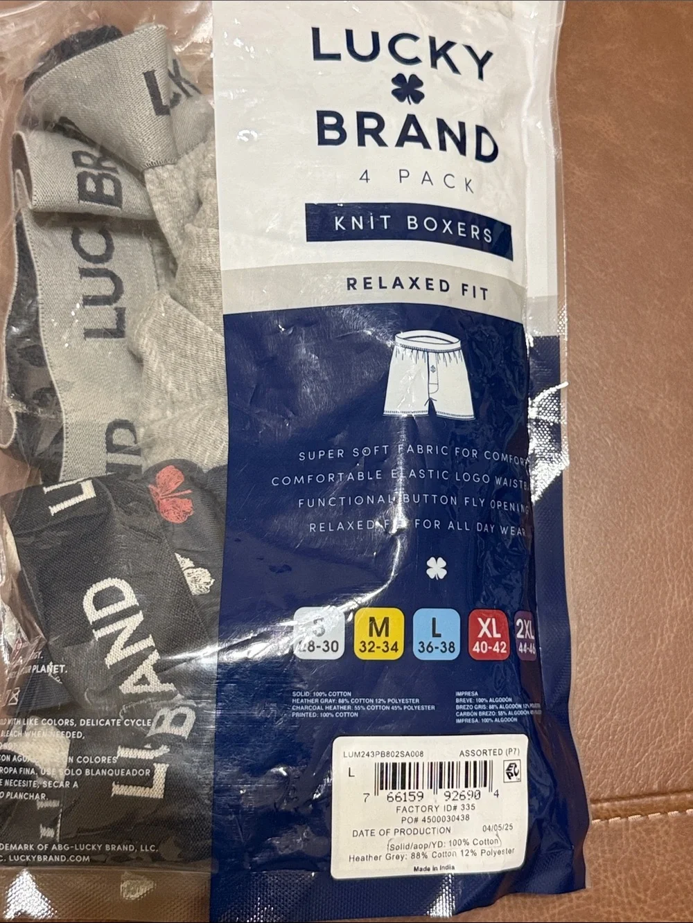 NWOT Lucky Brand Men’s 2 Pack Knit Boxers — Gray and Black with Floral Accent